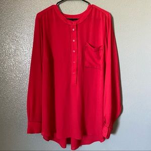 Lane Bryant Womens Top Blouse Plus Size 22/24 Mock Neck 1/4 Button Pullover